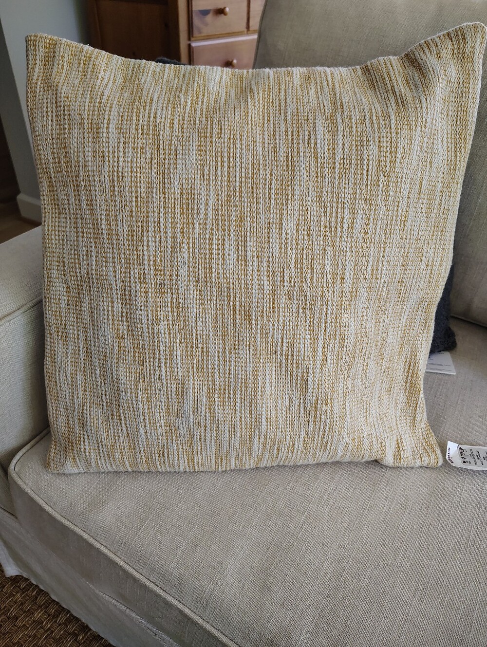 NWT Set of 2 Yellow Ivory 20x20 Linen Cotton Pillow Covers